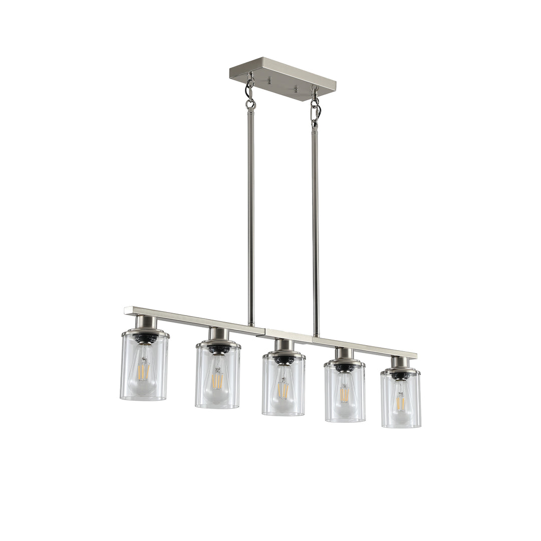 VEYRA 5-Light 37.4-inch Width Modern Industrial Linear Chandelier, Iron Kitchen Island Light Fixture for Kitchen Island, Dining Room