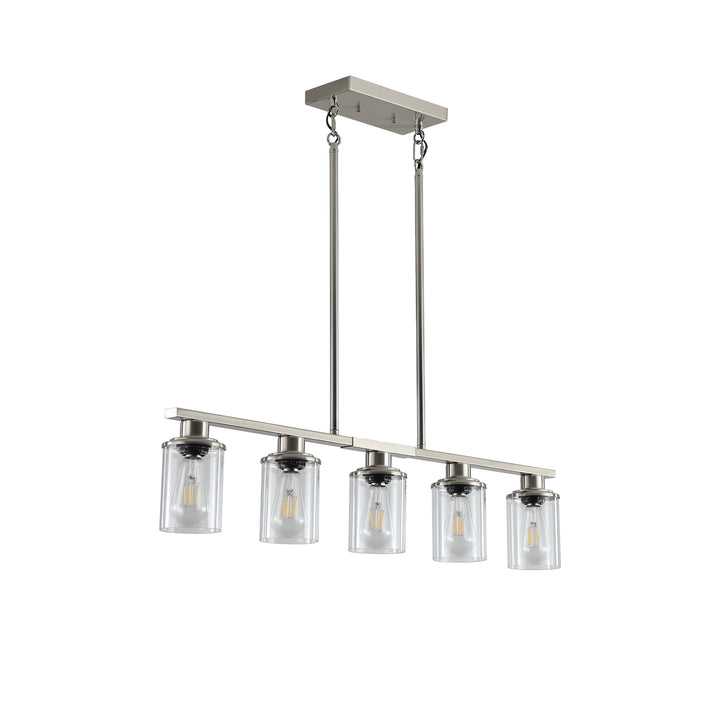 VEYRA 5-Light 37.4-inch Width Modern Industrial Linear Chandelier, Iron Kitchen Island Light Fixture for Kitchen Island, Dining Room