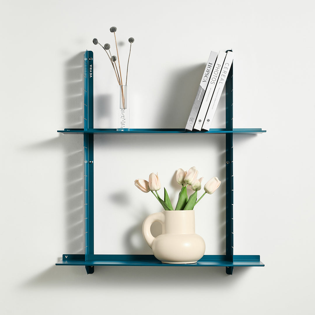 VEYRA Adjustable Multi-Tier Metal Floating Shelves in Matte Blue