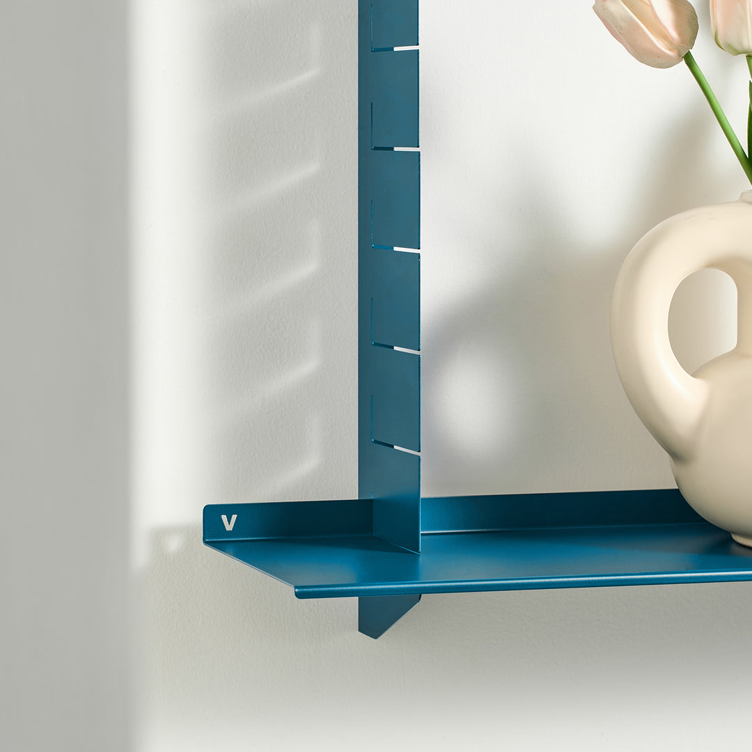 VEYRA Adjustable Multi-Tier Metal Floating Shelves in Matte Blue
