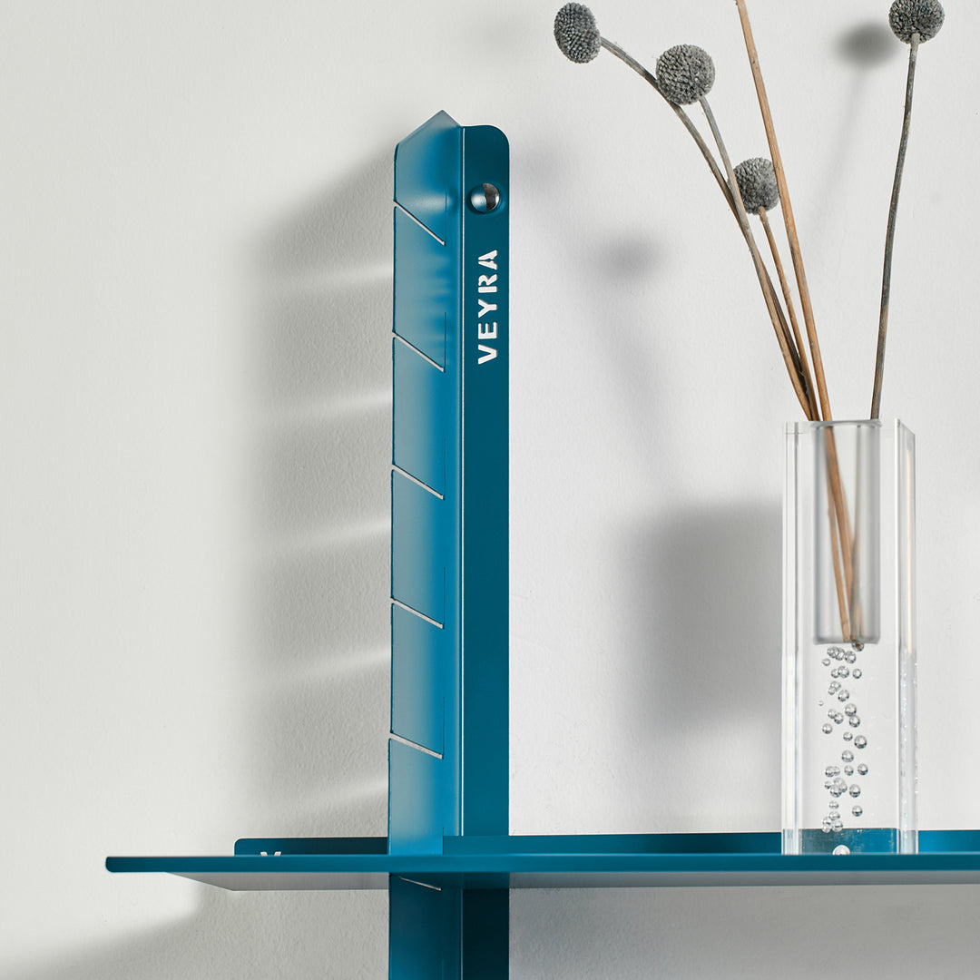 VEYRA Adjustable Multi-Tier Metal Floating Shelves in Matte Blue
