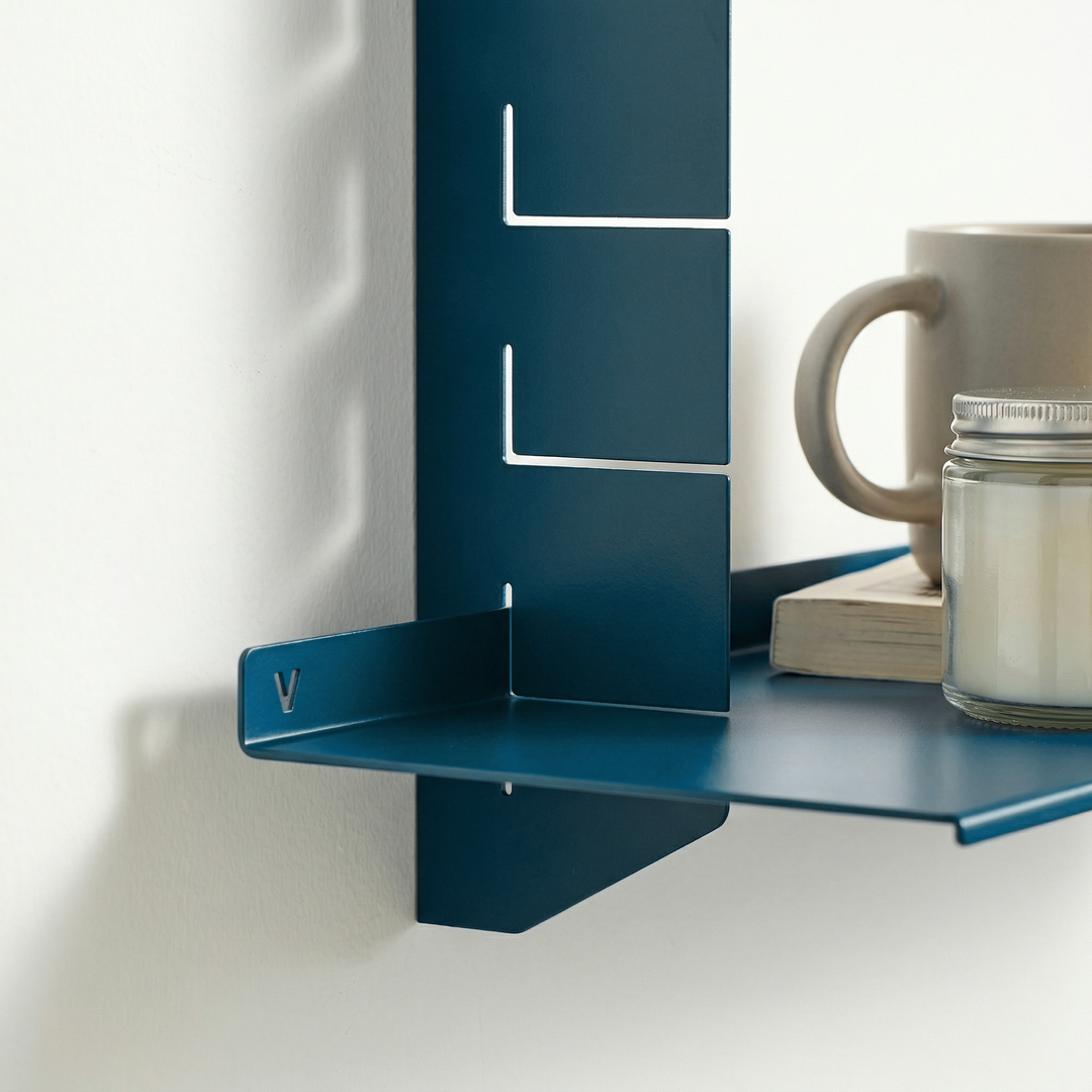 VEYRA Adjustable Multi-Tier Metal Floating Shelves in Matte Blue