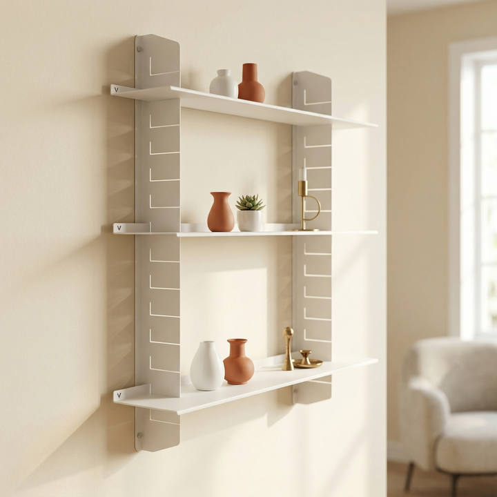 VEYRA Adjustable Multi-Tier Metal Floating Shelves in Matte White