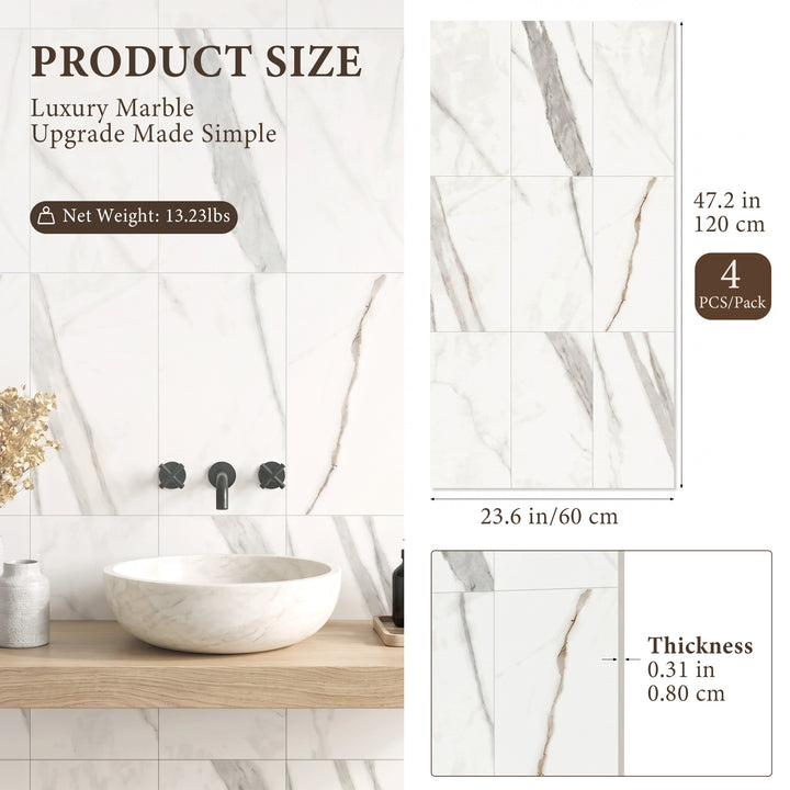 VEYRA Waterproof Interlocking Wall Panels, 24" x 48", 4-Pack