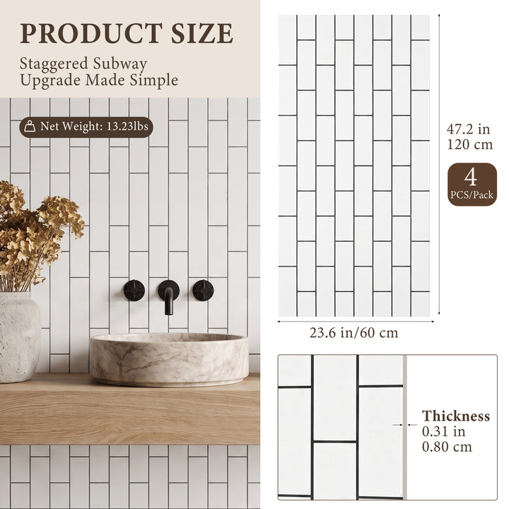 VEYRA Waterproof Interlocking Wall Panels, 24" x 48", 4-Pack
