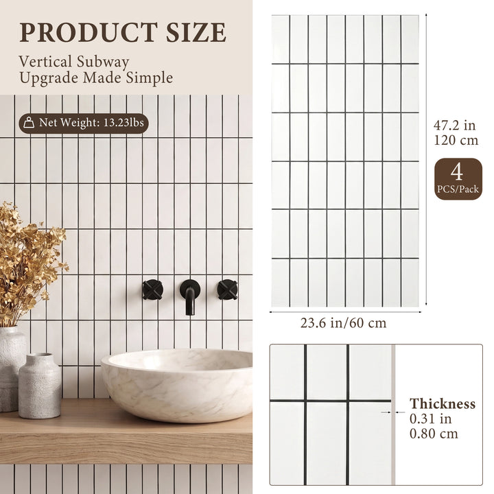 VEYRA Waterproof Interlocking Wall Panels, 24" x 48", 4-Pack