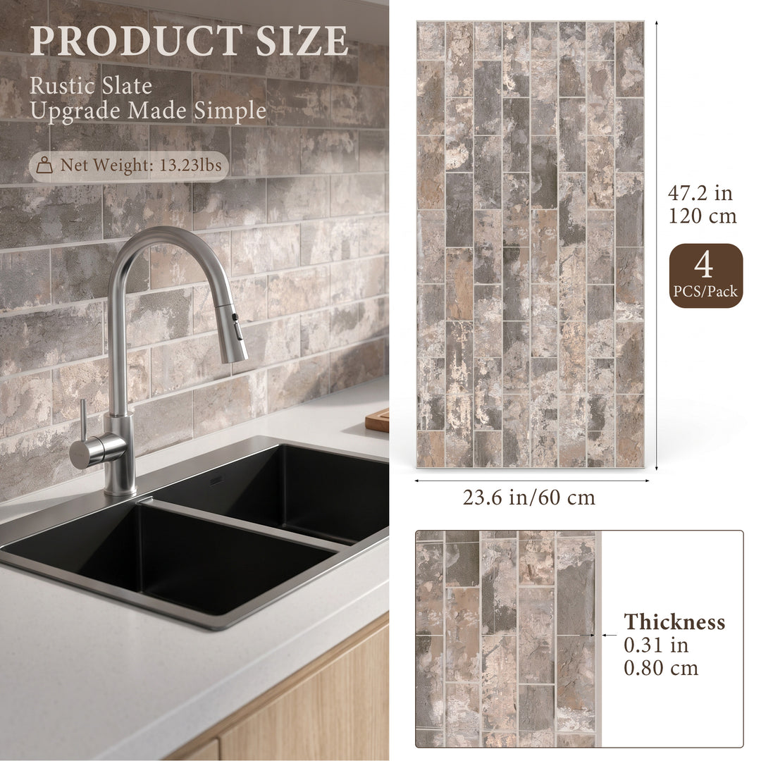 VEYRA Waterproof Interlocking Wall Panels, 24" x 48", 4-Pack