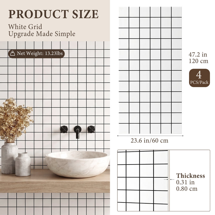 VEYRA Waterproof Interlocking Wall Panels, 24" x 48", 4-Pack