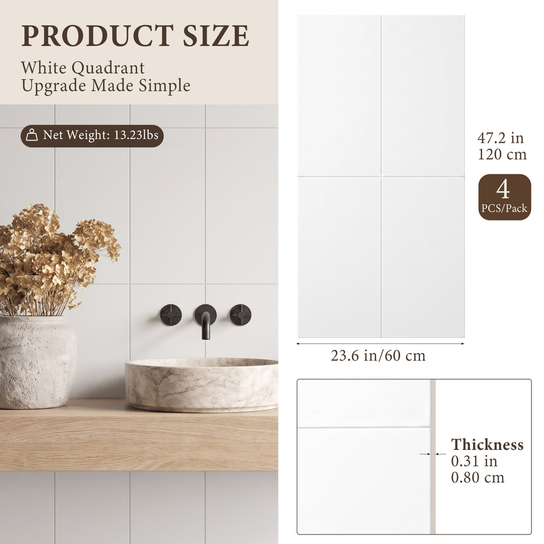 VEYRA Waterproof Interlocking Wall Panels, 24" x 48", 4-Pack