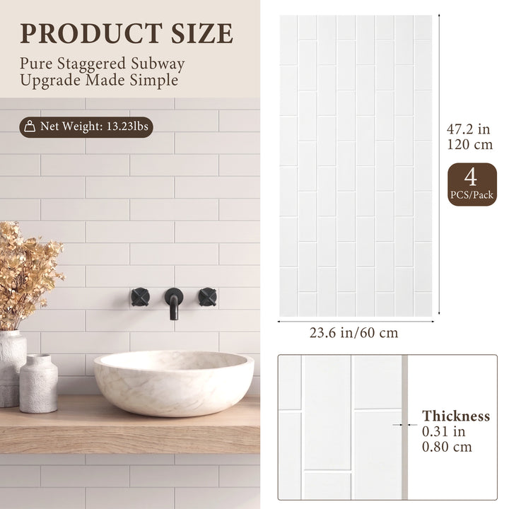 VEYRA Waterproof Interlocking Wall Panels, 24" x 48", 4-Pack