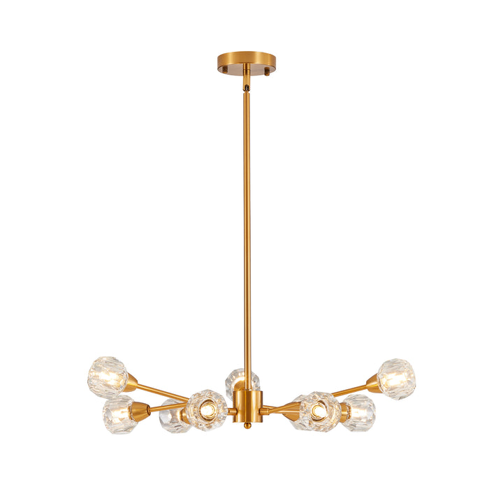 VEYRA 9-Light 28-inch Width Modern Crystal Chandelier Sputnik Chandelier with Adjustable Height for Dining Room, Living Room, Foyer