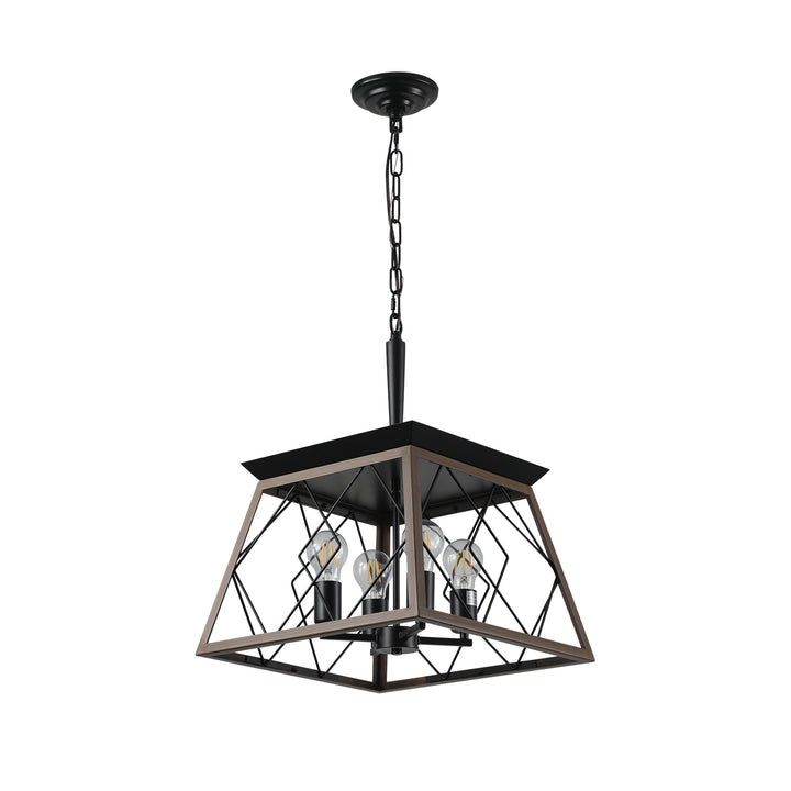 VEYRA 4-Light 15.7-inch Width Modern Farmhouse Trapezoid Chandelier, Iron Kitchen Island Light Fixture for Kitchen Island, Dining Room