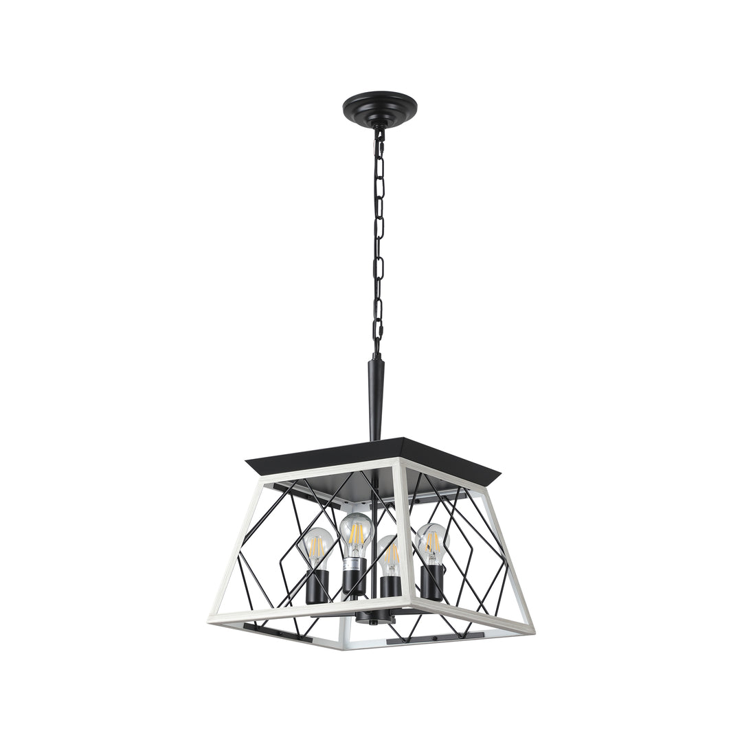 VEYRA 4-Light 15.7-inch Width Modern Farmhouse Trapezoid Chandelier, Iron Kitchen Island Light Fixture for Kitchen Island, Dining Room