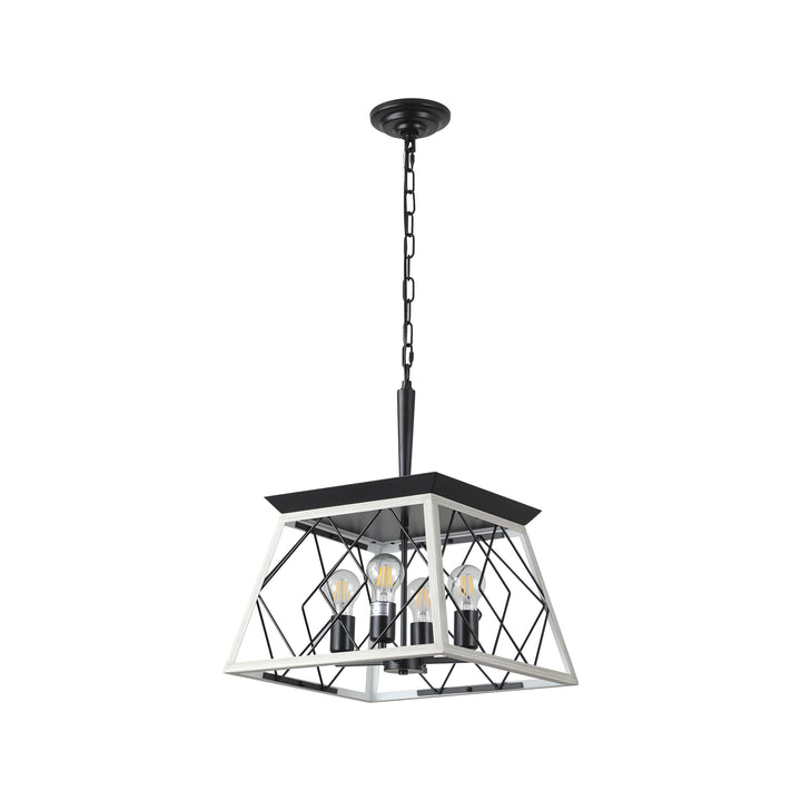 VEYRA 4-Light 15.7-inch Width Modern Farmhouse Trapezoid Chandelier, Iron Kitchen Island Light Fixture for Kitchen Island, Dining Room