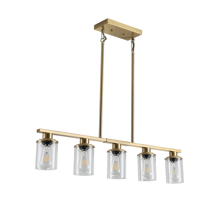 VEYRA 5-Light 37.4-inch Width Modern Industrial Linear Chandelier, Iron Kitchen Island Light Fixture for Kitchen Island, Dining Room