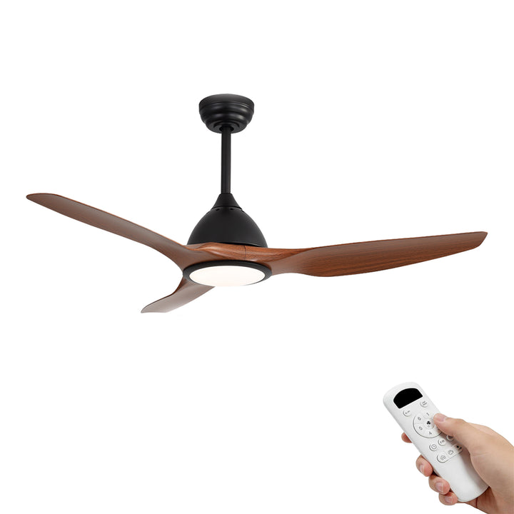 VEYRA 52-inch Modern Ceiling Fan with Light, 3 ABS Blades, DC Motor, 6 Speeds, Downrod Mount for Bedroom, Living Room