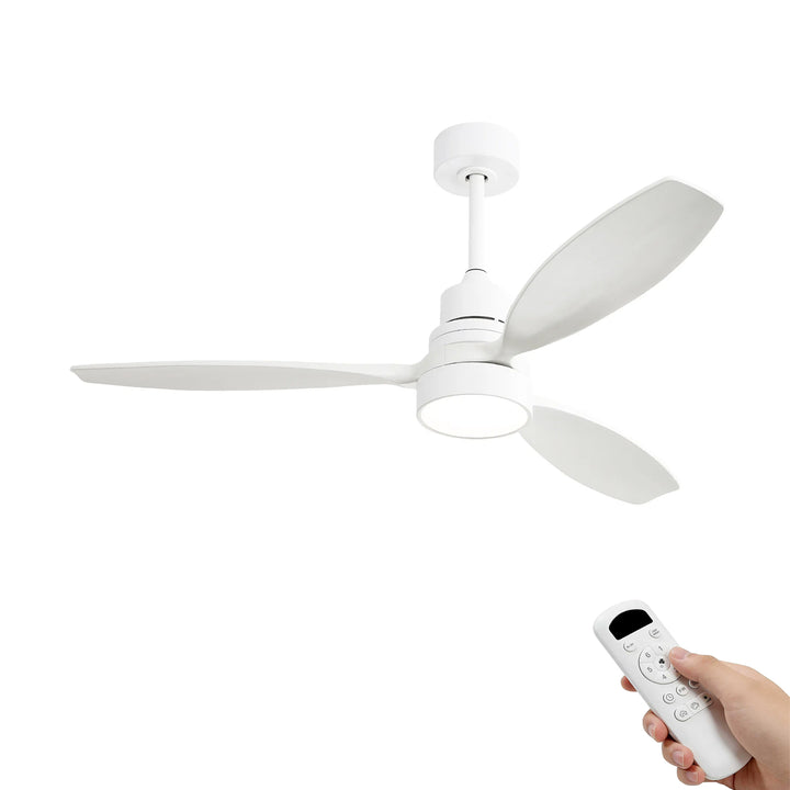VEYRA 52-inch Modern Ceiling Fan with Light, 3 Solid Wood Blades, DC Motor, 6 Speeds, Downrod Mount for Bedroom, Living Room