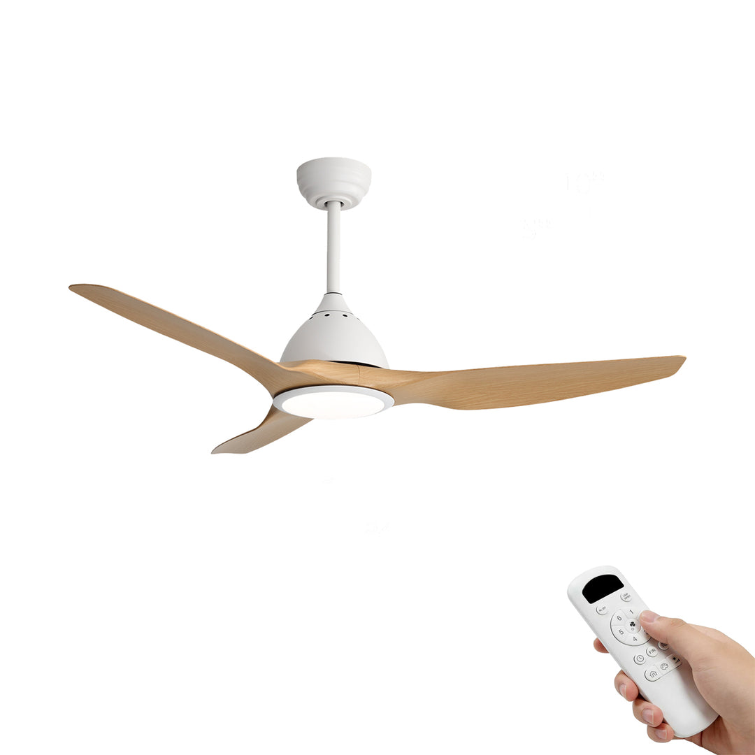 VEYRA 52-inch Modern Ceiling Fan with Light, 3 ABS Blades, DC Motor, 6 Speeds, Downrod Mount for Bedroom, Living Room