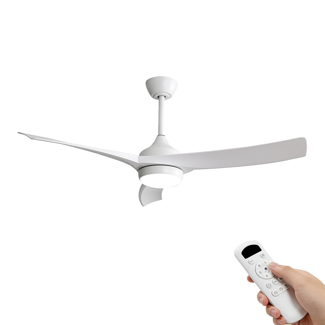 VEYRA 52-inch Modern Ceiling Fan with Light, 3 ABS Blades, DC Motor, 6 Speeds, Downrod Mount for Bedroom, Living Room