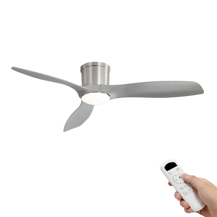 VEYRA 52-inch Modern Ceiling Fan with Light, 3 ABS Blades, DC Motor, 6 Speeds, Flush Mount for Bedroom, Living Room