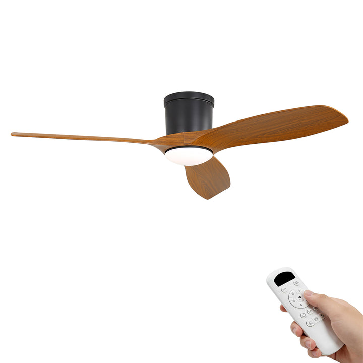 VEYRA 52-inch Modern Ceiling Fan with Light, 3 ABS Blades, DC Motor, 6 Speeds, Flush Mount for Bedroom, Living Room