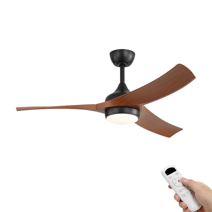VEYRA 52-inch Modern Ceiling Fan with Light, 3 ABS Blades, DC Motor, 6 Speeds, Downrod Mount for Bedroom, Living Room