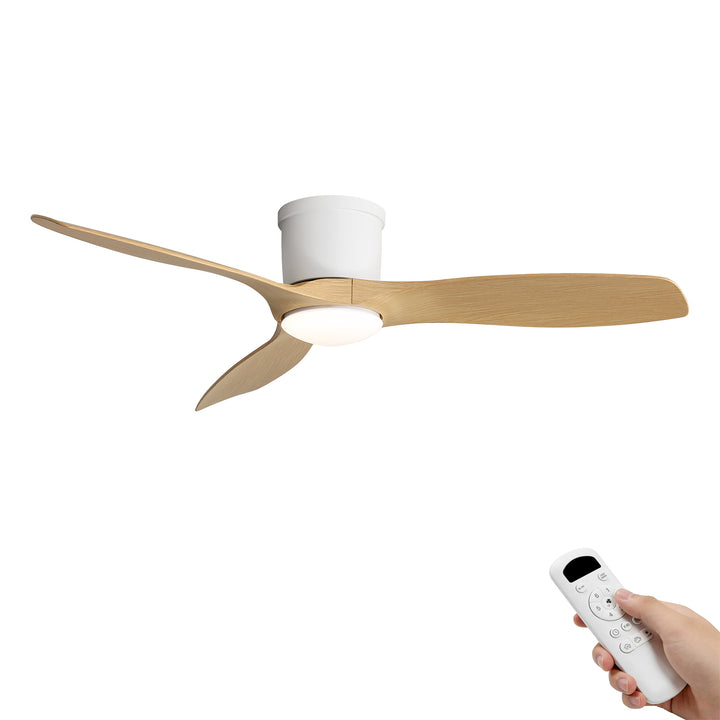 VEYRA 52-inch Modern Ceiling Fan with Light, 3 ABS Blades, DC Motor, 6 Speeds, Flush Mount for Bedroom, Living Room