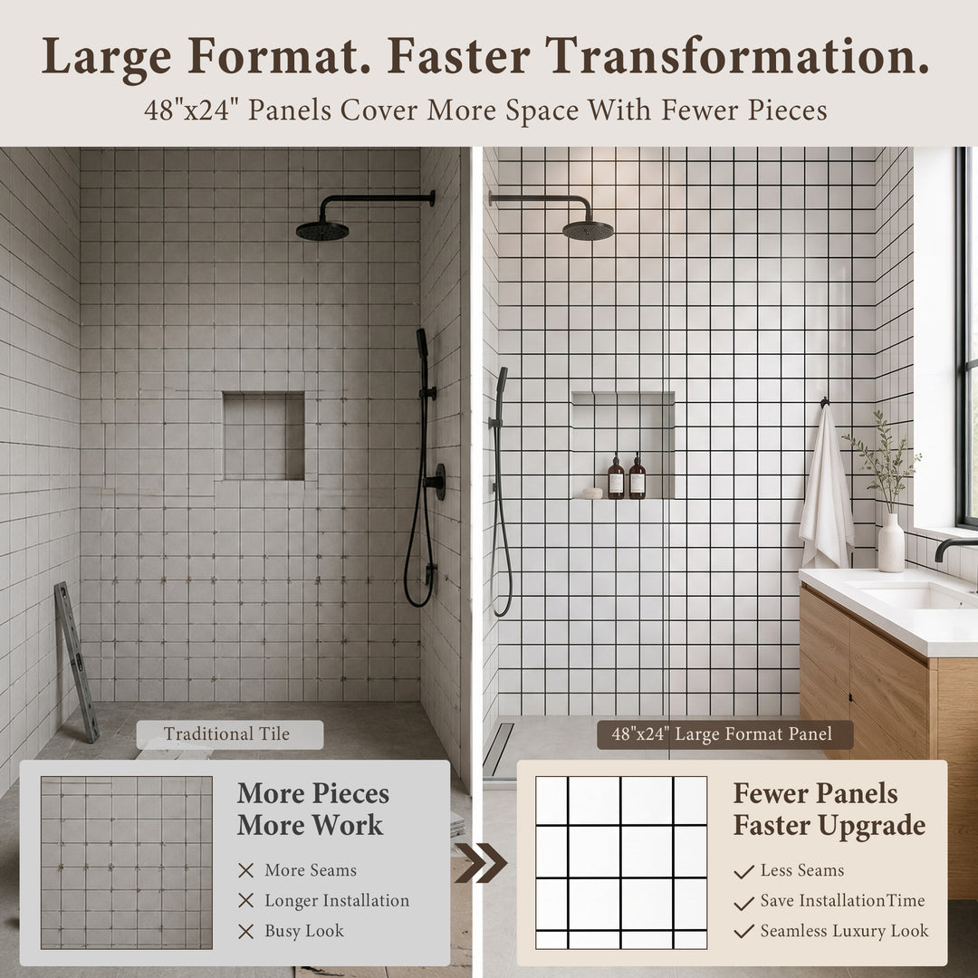 VEYRA Waterproof Interlocking Wall Panels, 24" x 48", 4-Pack