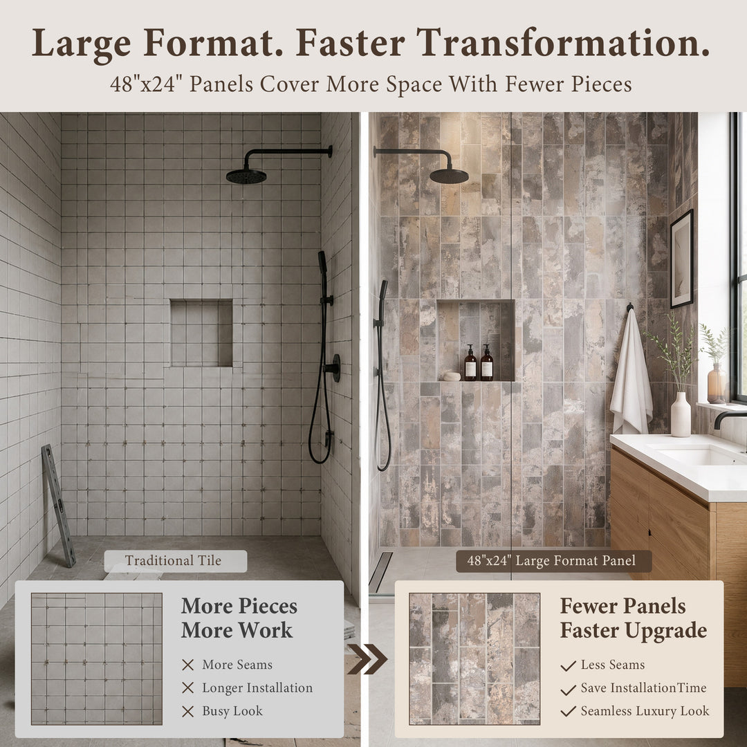 VEYRA Waterproof Interlocking Wall Panels, 24" x 48", 4-Pack