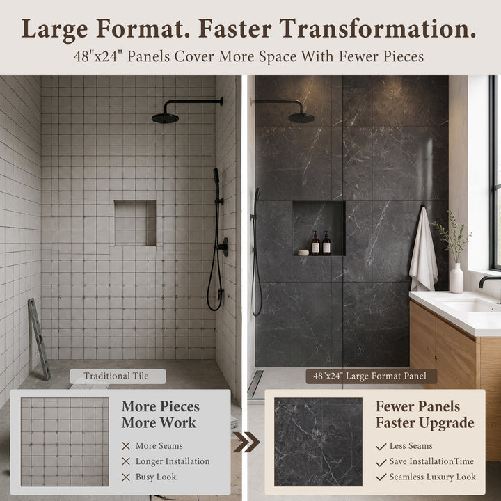 VEYRA Waterproof Interlocking Wall Panels, 24" x 48", 4-Pack