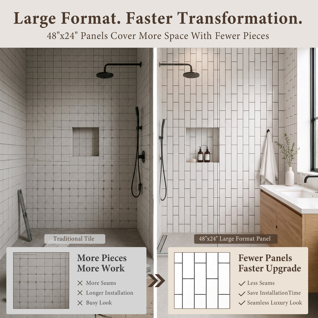 VEYRA Waterproof Interlocking Wall Panels, 24" x 48", 4-Pack