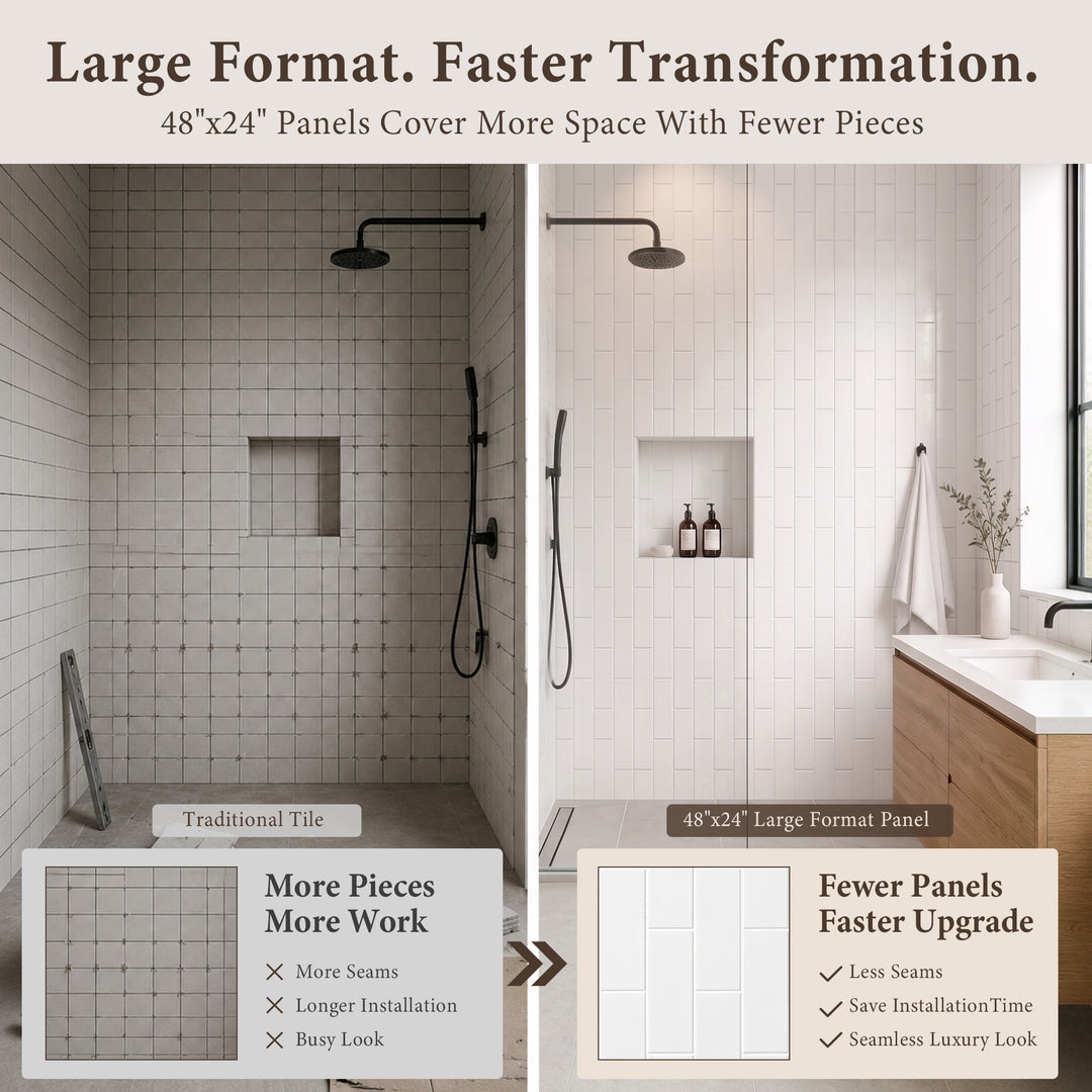 VEYRA Waterproof Interlocking Wall Panels, 24" x 48", 4-Pack