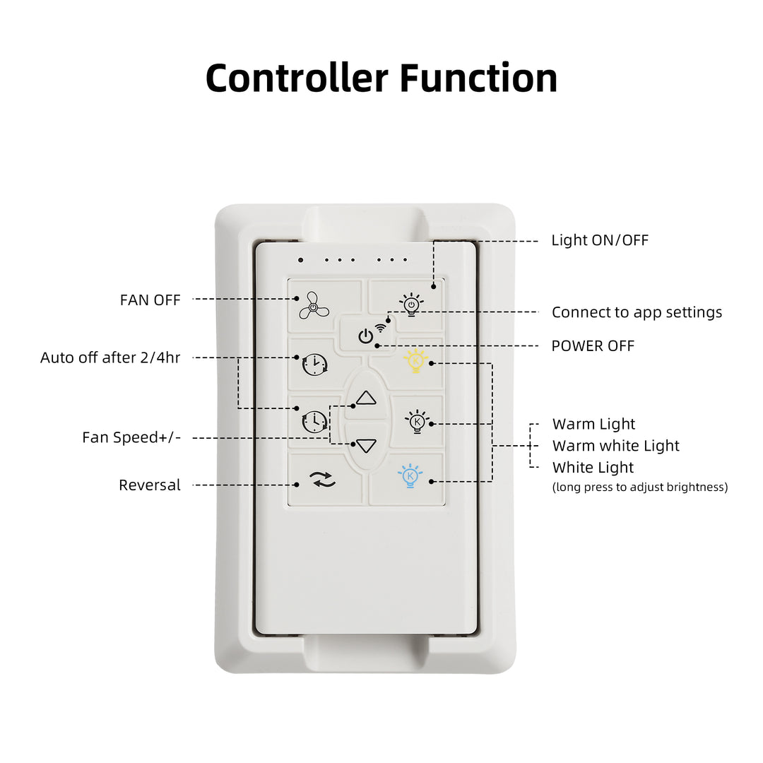 VEYRA 72-inch Modern Ceiling Fan with Light, Remote Control Smart Fan, 8 Aluminum Blades, DC Motor, 6 Speeds, Downrod Mount for Bedroom, Living Room