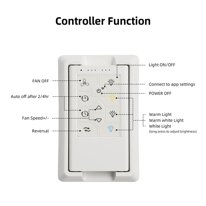 VEYRA 72-inch Modern Ceiling Fan with Light, Remote Control Smart Fan, 8 Aluminum Blades, DC Motor, 6 Speeds, Downrod Mount for Bedroom, Living Room
