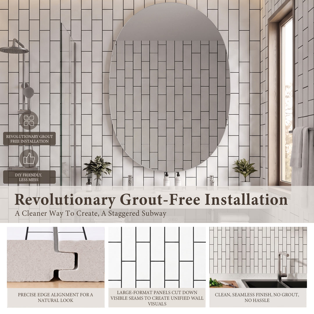 VEYRA Waterproof Interlocking Wall Panels, 24" x 48", 4-Pack