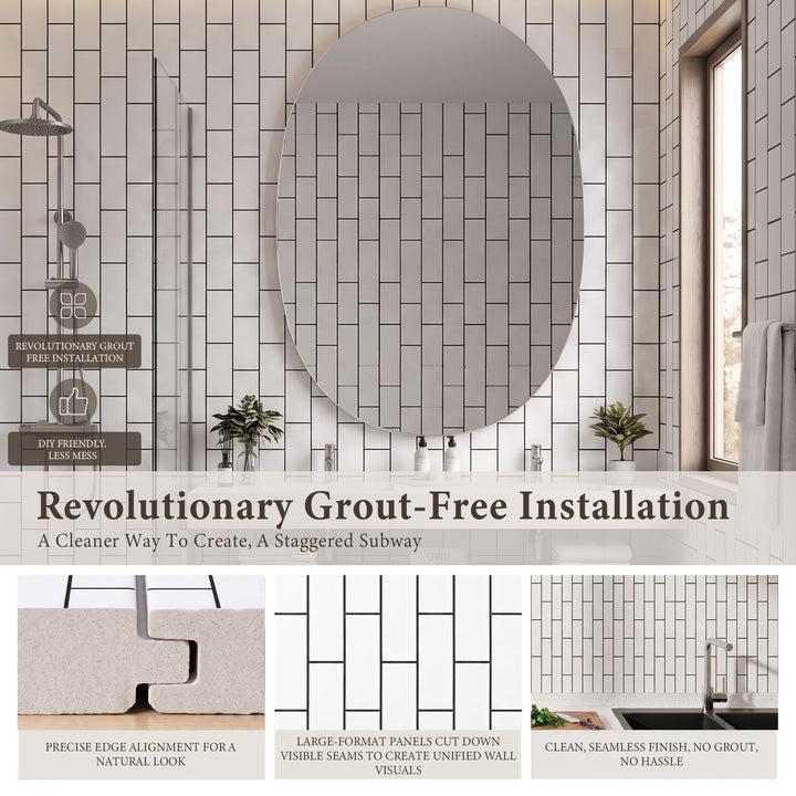 VEYRA Waterproof Interlocking Wall Panels, 24" x 48", 4-Pack