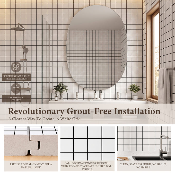 VEYRA Waterproof Interlocking Wall Panels, 24" x 48", 4-Pack
