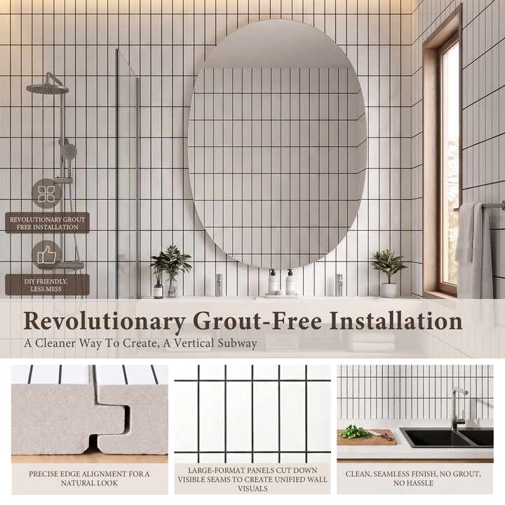 VEYRA Waterproof Interlocking Wall Panels, 24" x 48", 4-Pack