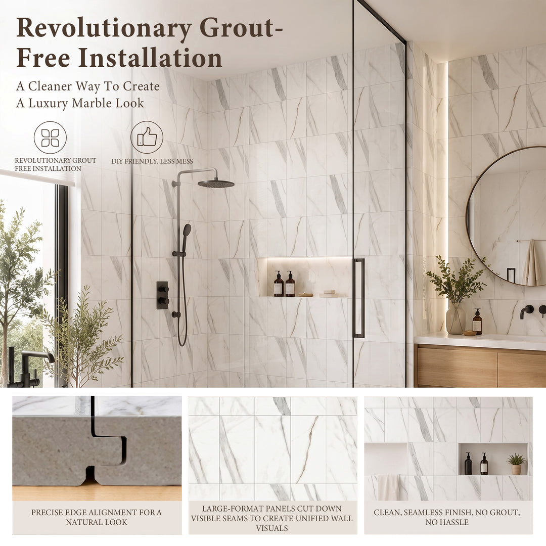 VEYRA Waterproof Interlocking Wall Panels, 24" x 48", 4-Pack