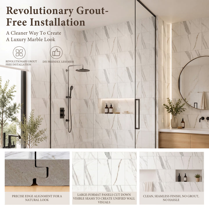 VEYRA Waterproof Interlocking Wall Panels, 24" x 48", 4-Pack