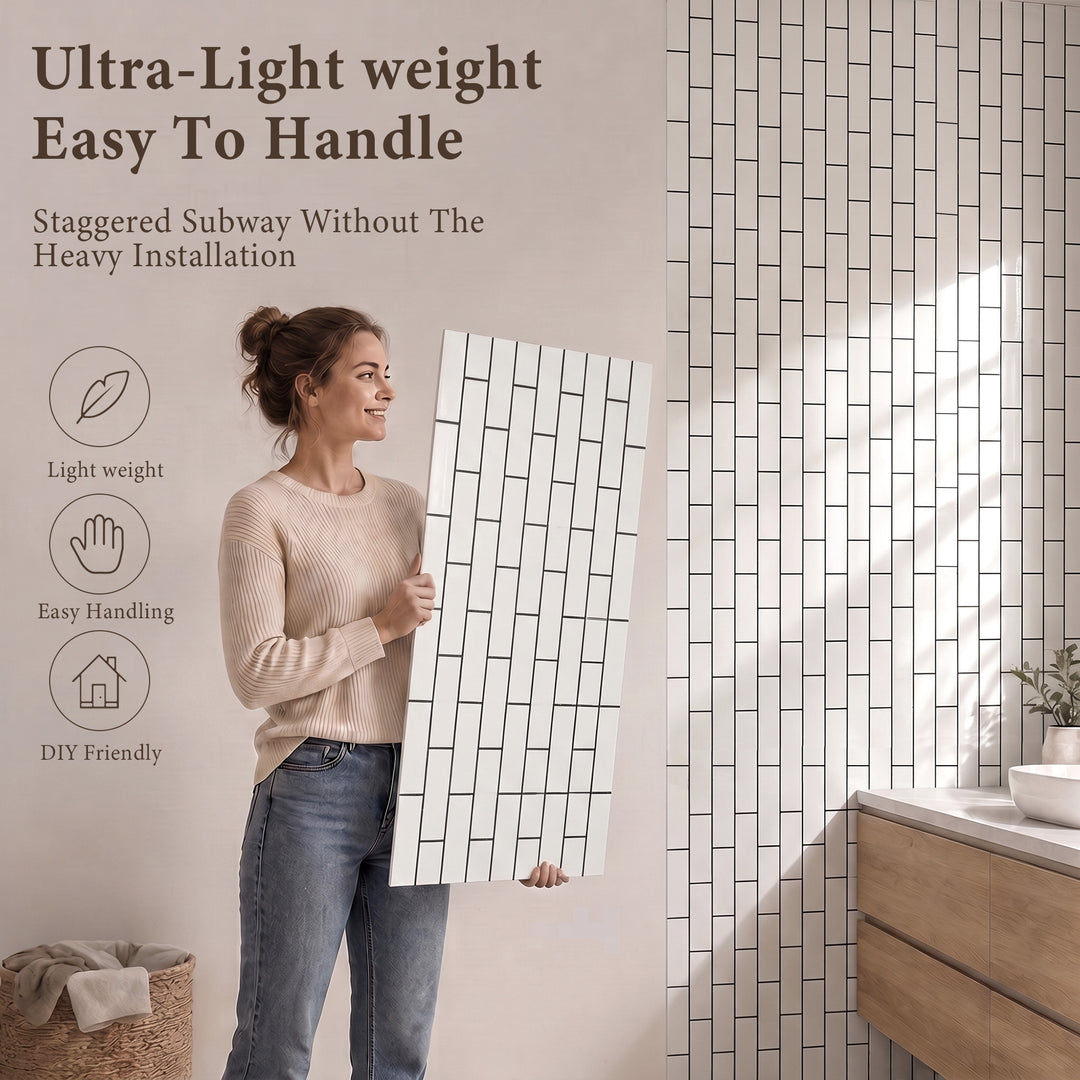 VEYRA Waterproof Interlocking Wall Panels, 24" x 48", 4-Pack