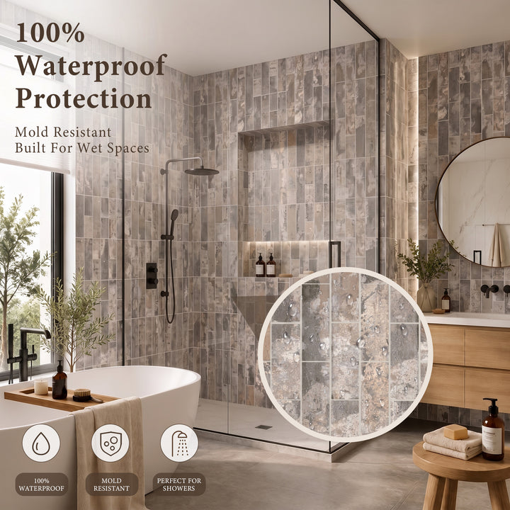 VEYRA Waterproof Interlocking Wall Panels, 24" x 48", 4-Pack