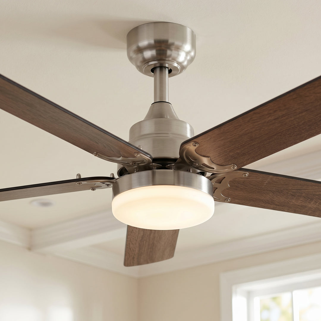 VEYRA 42-inch Modern Ceiling Fan with Light, 5 MDF Blades, DC Motor, 6 Speeds, Downrod Flush Mount for Bedroom, Living Room