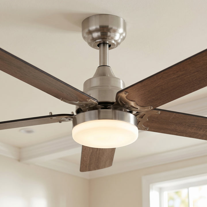 VEYRA 42-inch Modern Ceiling Fan with Light, 5 MDF Blades, DC Motor, 6 Speeds, Downrod Flush Mount for Bedroom, Living Room