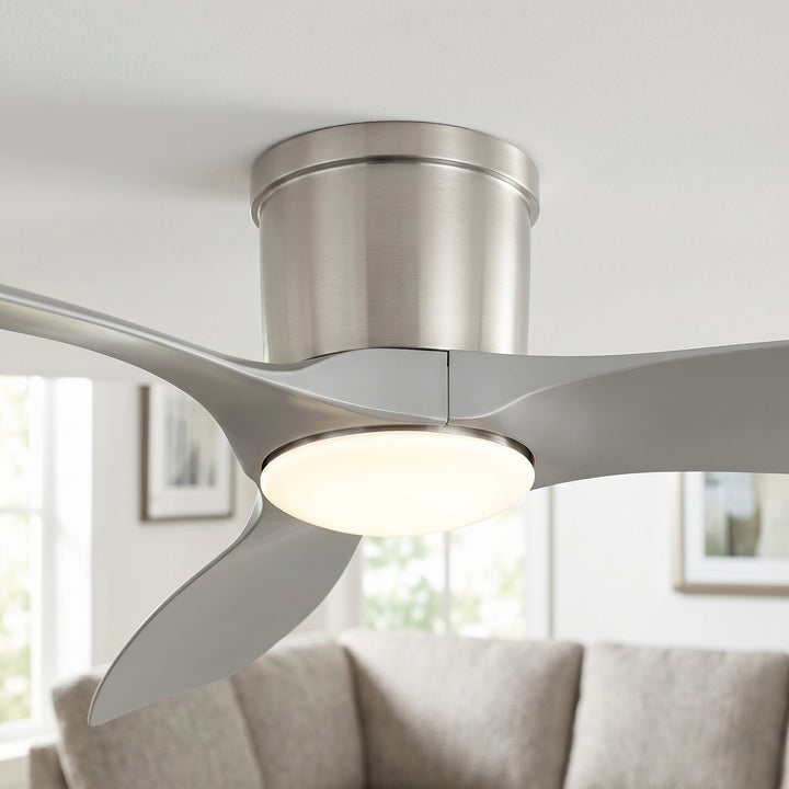 VEYRA 52-inch Modern Ceiling Fan with Light, 3 ABS Blades, DC Motor, 6 Speeds, Flush Mount for Bedroom, Living Room