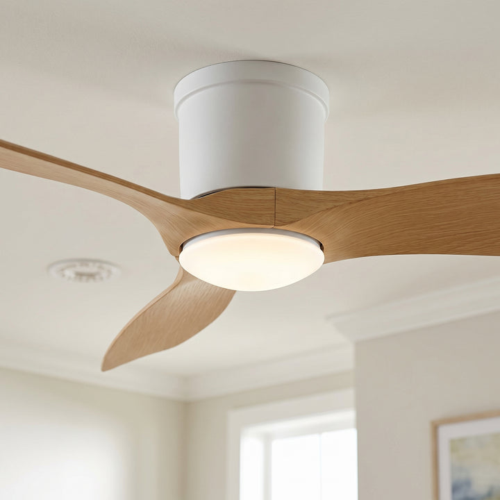 VEYRA 52-inch Modern Ceiling Fan with Light, 3 ABS Blades, DC Motor, 6 Speeds, Flush Mount for Bedroom, Living Room