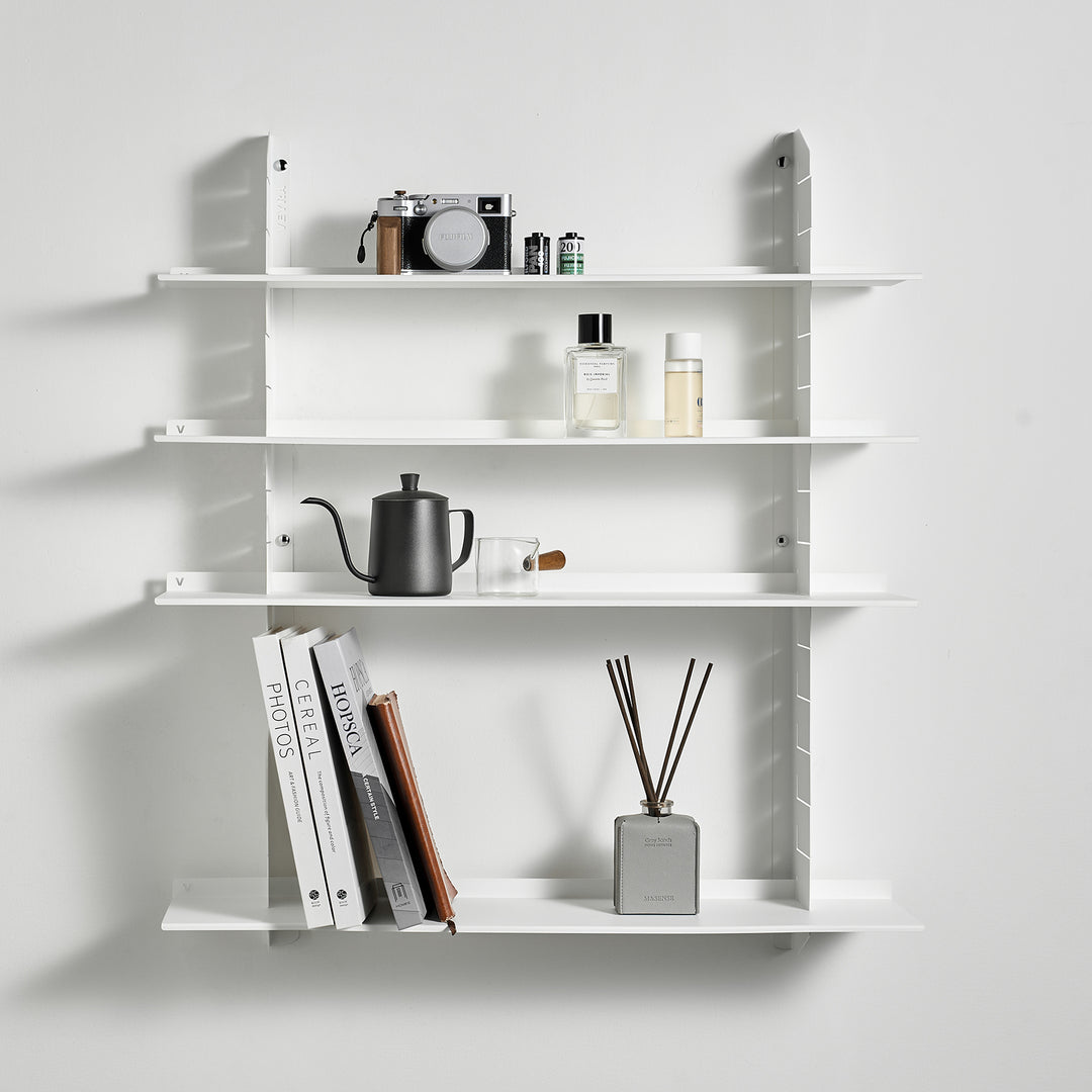VEYRA Adjustable Multi-Tier Metal Floating Shelves in Matte White