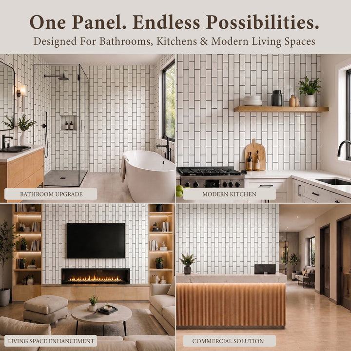 VEYRA Waterproof Interlocking Wall Panels, 24" x 48", 4-Pack