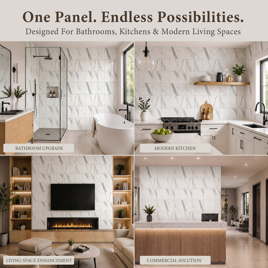 VEYRA Waterproof Interlocking Wall Panels, 24" x 48", 4-Pack