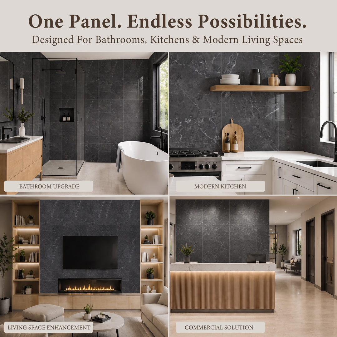 VEYRA Waterproof Interlocking Wall Panels, 24" x 48", 4-Pack
